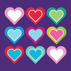 set of hearts icon, love and romantic vector illustration