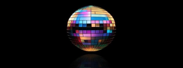 Retro disco ball casting vibrant light patterns in a dimly lit room, creating a lively and nostalgic atmosphere.