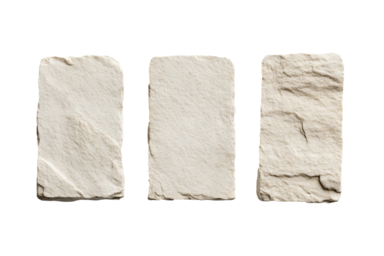 Rectangular stone tiles isolated on transparent background, png element set for history, building, construction and architectural visualization design illustration