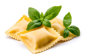 Top view Ravioli, isolated on white background