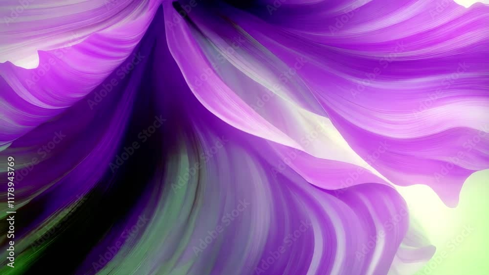 Poster The rippling, undulating petals of a fantastical flower in animation unfold smoothly and organically, intertwining shades of pink and violet to create the effect of movement and transparency