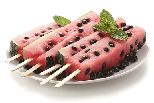 Refreshing Summer Watermelon Popsicles with Fresh Mint Garnish for Dessert or Party