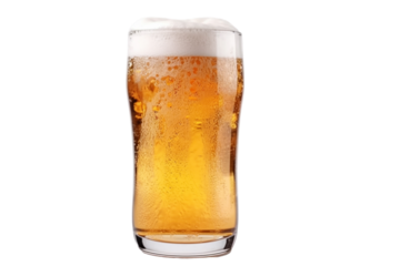 Glass of beer with foam on transparent background PNG.

