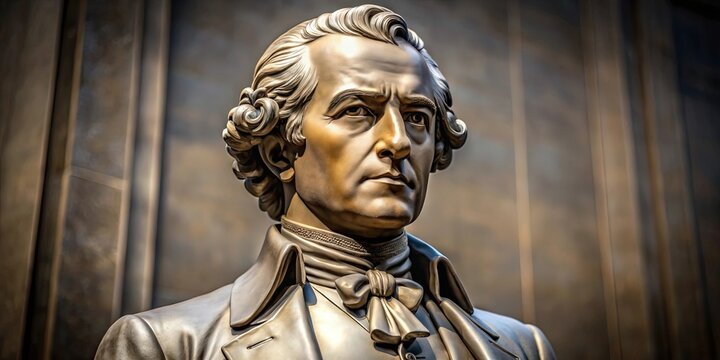 Realistic statue of Alexander Hamilton in a detailed historical costume, Alexander Hamilton