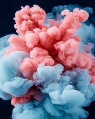 Fototapeta premium Abstract Swirling Pink and Blue Ink Clouds Artistic Dye Diffusion Fluid Art Background