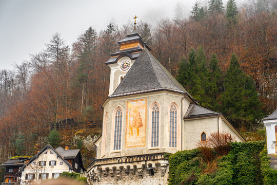 It is the Catholic parish (Katholische Pfarrkirche) church of the town of Hallstatt in the Salzkammergut region of Austria. The Parish Church of the Assumption of Mary, also known as Maria am Berg.