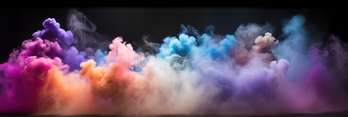 Vibrant Colored Smoke Puffs on Stage Background for Theater Productions and Dramatic Displays