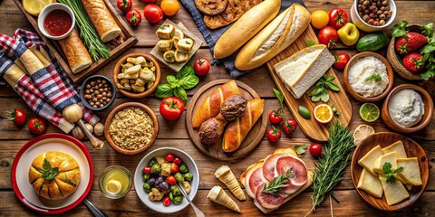 Fototapeta premium Traditional French cuisine showcasing a variety of national dishes from France , French, cuisine, food, France