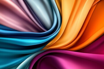 Vibrant Swirling Silk Fabric Textures Abstract Colorful Background of Luxurious Satin Drapes