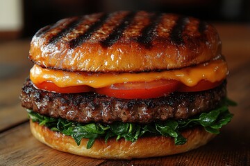Close-up of a grilled cheese and tomato sandwich with vibrant ingredients