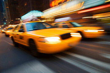 Obraz premium Busy street filled with cars and taxis in the city, genertative ai