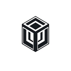 Geometric Cube Abstract Logo Design: A minimalist and modern logo design, featuring a geometric cube with intricate lines and angles. The design evokes a sense of structure, stability, and complexity.