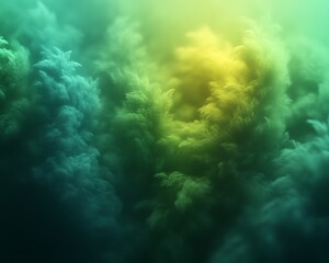 Abstract teal and yellow smoke pattern.