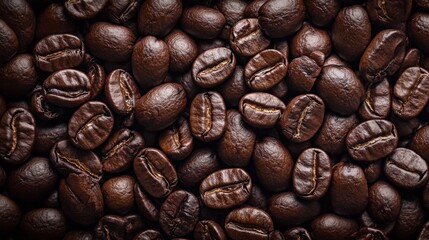 Obraz premium Closeup of coffee beans with dramatic shadows and texture