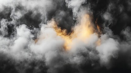 Abstract smoky clouds with orange glow.