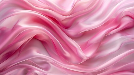 Fototapeta premium Abstract background with waves of smooth elegant pink color silk luxury cloth fabric texture