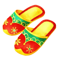 Fototapeten Celebrating chinese new year with vibrant watercolor slippers in a festive atmosphere © Anissa