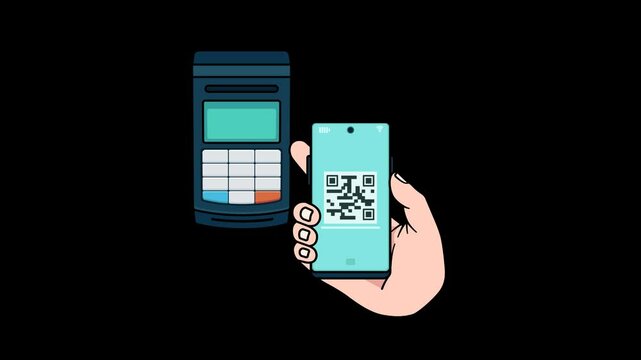 4K NFC scan Loop Motion Graphics Video Transparent Background With Alpha Channel.  Digital payment. Cashless wifi paywave.