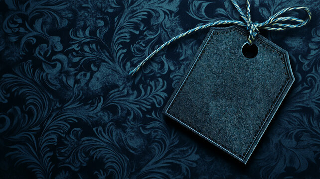 Blue Gift Label isolated on dark background
