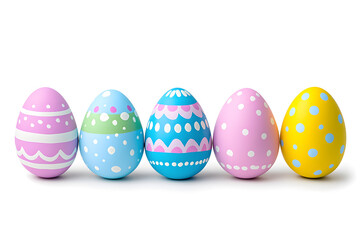 Colorful easter eggs collection isolated on white background
