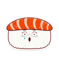 sushi salmon scared face cartoon cute