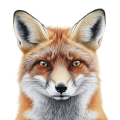 Fototapeta premium Detailed Close-Up of a Red Fox Isolated on a White Background for Wildlife Illustrations on transparent background