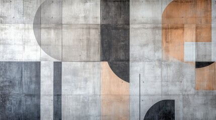 Geometric Patterns on Concrete Wall, Abstract design in muted tones, modern aesthetic, urban texture, minimalist decor inspiration