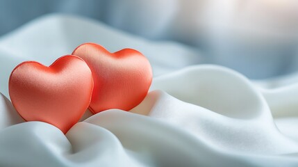 Soft and Delicate Heart Shaped Fabric Ornaments Featuring Intricate Embroidered Designs in Warm Red and Pink Tones Perfect for Romantic Holiday Decor