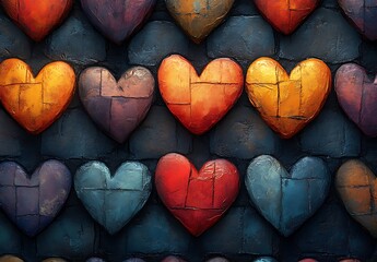 Obraz premium Colorful Hearts Collection