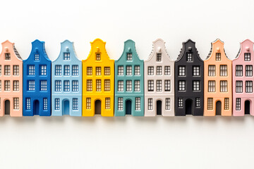 Fototapeta premium Row of Miniature Pastel-Colored Houses