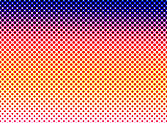 Background pattern of small circles arranged in a row in rainbow colors, purple, dark blue, black, orange, red, pink, yellow, white, fabric pattern background, festival, colorful, gift paper cover bac