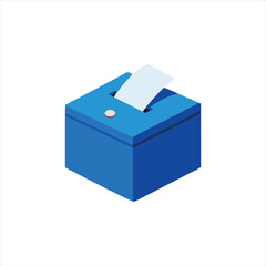 Ballot box with ballot isolated  on white background.