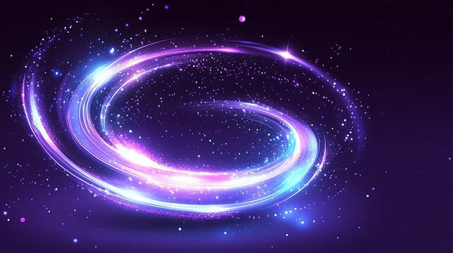 Abstract swirling light trails with vibrant colors and sparkles