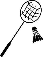 Simple line vector of badminton racket and shuttlecock ready to color.