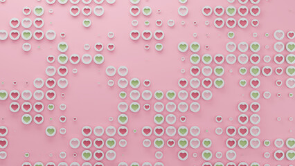3d rendering of a set of multiple symbols of love - small hearts of different colors. 3d illustration, abstract background, picture for Valentine's Day celebration. The idea of harmony and love.