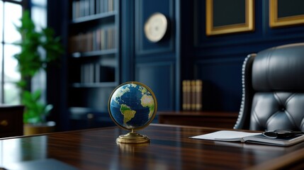 Global Perspective: A Desk Globe in a Luxurious Study