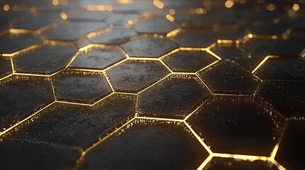 Digital Hexagon Abstract Background, Futuristic Geometric Pattern with Interconnected Hexagonal Shapes, Vibrant Colors and Sleek Design, Ideal for Technology, Innovation, and Digital Art Projects