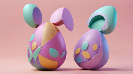 Abstract Easter egg sculpture, 3d rendering