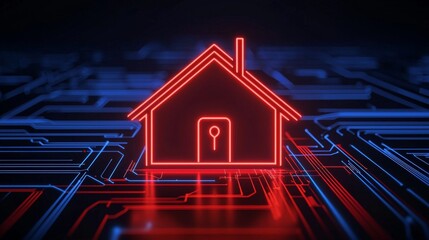 Digital home security concept virtual environment graphic design modern technology abstract viewpoint