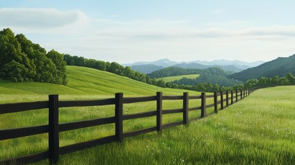 Breathtaking scenic landscape of lush green hills peaceful countryside nature photography daylight panoramic view