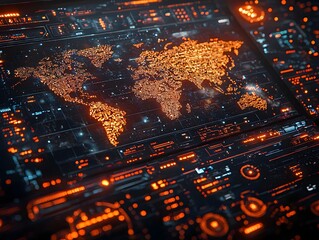 Futuristic Global Connectivity Control Panel with Real Time Data and Communication Channels