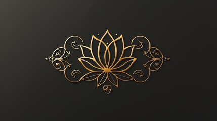 A golden lotus flower with ornate details on a black background.