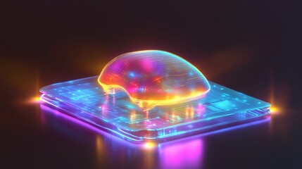 Vibrant 3D Render: Futuristic Orb Gently Rests on Glowing Circuit Board. AI Generated