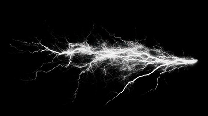 Dramatic lightning bolt in a dark stormy sky, high contrast and intense 