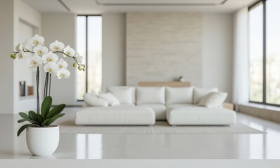 Stylish living room with white decor