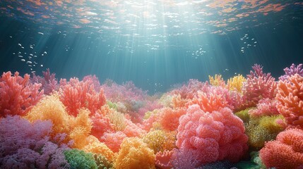 Vibrant Underwater Coral Reef: A Mesmerizing Seascape of Colorful Marine Life and Natural Beauty