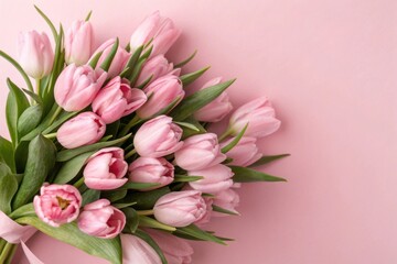 Elegant Pink Tulip Bouquet on Soft Pink Background