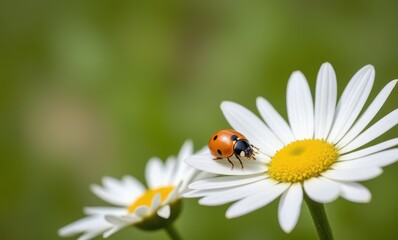 Ladybug on a daisy flower