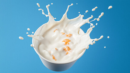 Milk Splash with Cereal in White Bowl