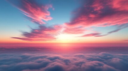 Obraz premium Pink sunset above cloudscape.